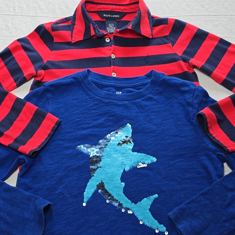 Ralph Lauren (Size 7) & Gap (Size 6-7) Boys Long Sleeve Shirts - Picture 16 of 16